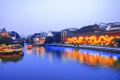 南京夫子庙和河上的船