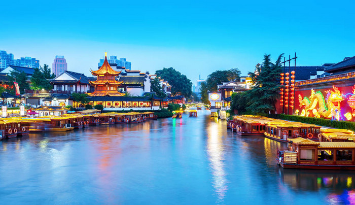 南京孔子寺风景区和秦淮河人们来了位于中国