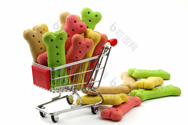 dog biscuits and <strong>shopping</strong> trolley