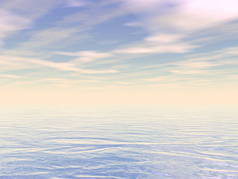 日落前平静的海洋或海水- 3D渲染