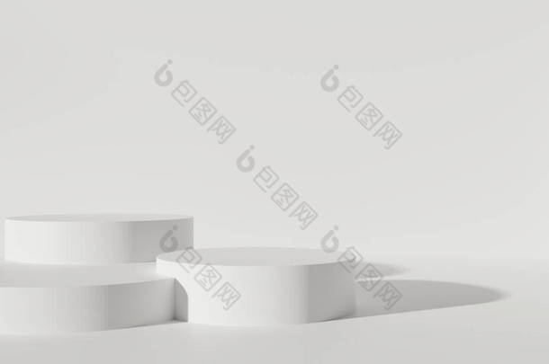 背景抽象底座板的3D渲染说明、艺术展示模型产品装饰立柱墙纸