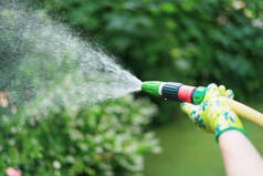 用软管浇灌花园