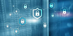网络安全数据保护信息隐私概念模糊服务器机房背景