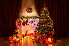 灯饰圣诞树, 圣诞壁炉和丝袜, 新年内饰