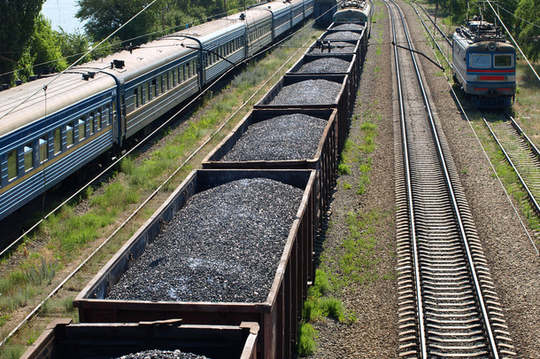 煤和客运列车货物列车.