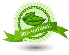 100% natural green label isolated on white illustration