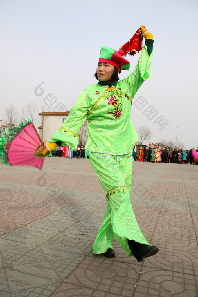 秧歌表演期间节日，北中国的春天.