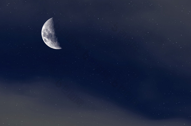 夜晚的<strong>星空背</strong>景。新月