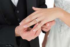 新郎和新娘交换结婚戒指