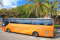 在巴塞罗那，西班牙的旅游巴士