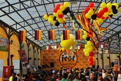 Beer tent decorated for Beerfest by former German settlers in Chilean Patagonia