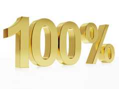 Photorealistic golden rendering of a symbol for 100 % discount