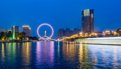 天津市海河美丽夜景