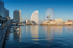 在横滨港区未来街区 21 地区城市景观，日本横滨的天际线