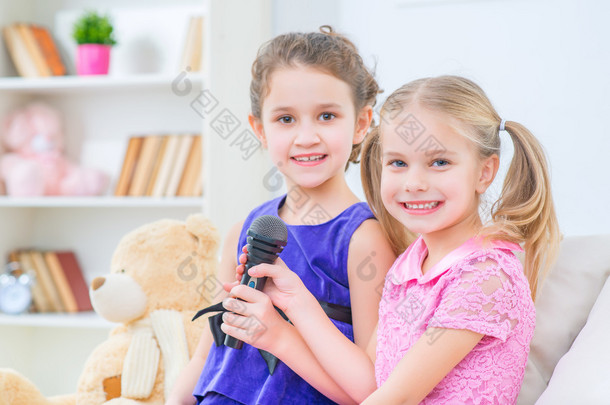 Happy sister singing