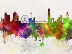 Tianjin skyline in watercolor background