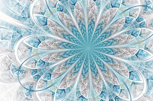 光的蓝色婚礼主题分形花，创意图形设计数码艺术作品