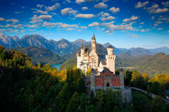 著名的童话故事在巴伐利亚城堡