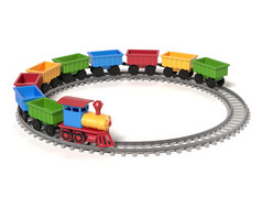 白色背景的玩具火车