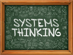 系统思维-手绘绿色黑板上.