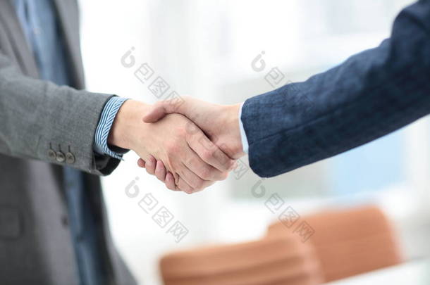 商人握手与他的伴侣签订协议