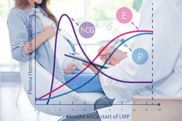 在怀<strong>孕期</strong>间激素水平变化的图形