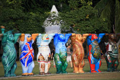 马来西亚槟城-2016 年 9 月 4 日︰ 美国国家和平熊在乔治城一个公园展出 2016 年 9 月 4 日，在马来西亚槟城.