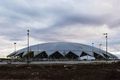 萨马拉竞技场, 俄国-2018年4月: 橄榄球世界杯2018体育场大厦.