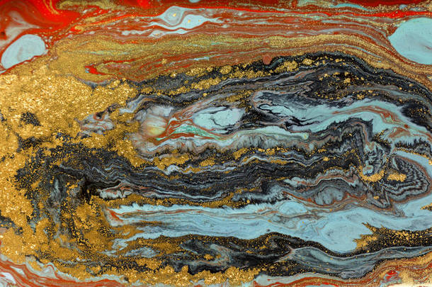 清晰抽象的丙烯酸背景。精美的艺术品<strong>质感</strong>Agate ripple pattern.<strong>金</strong>粉.