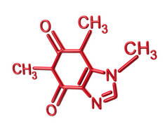 红色咖啡因分子化学结构3d 白色背景插图