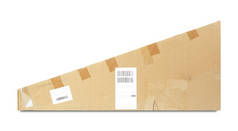 邮资和包装服务-前视图吉他盒包装上的白色背景。孤立.
