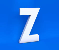 蓝色背景上的白色符号 z。3d 渲染.