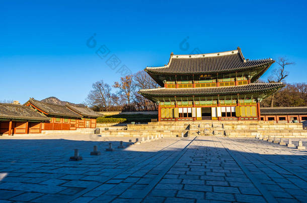 美丽的建筑建筑长德宫地标在首尔城市韩国