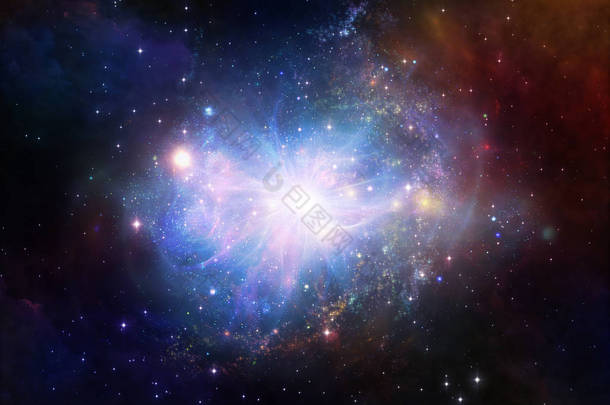 宇宙元素系列。数学、科学、教育与现代技术学科的空间与星的排列