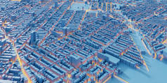 未来主义城市建筑模型, 3d 渲染