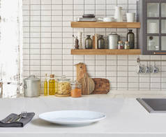 背景现代与表与现代厨房配件,室内设计