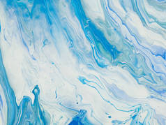 蓝色抽象艺术手绘背景, 液体丙烯酸画
