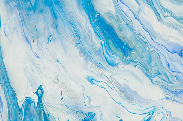 蓝色抽象艺术<strong>手绘背景</strong>, 液体丙烯酸画