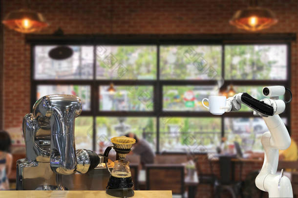 自动饮料店机器人人工智能服务咖啡