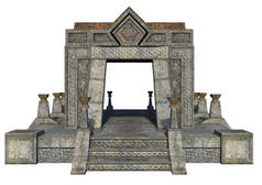 3d 渲染幻想神殿与凯尔特符号在白色背景 - 3d 插图
