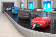 机场候机楼的行李认领。机场行李箱