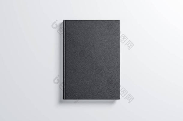 黑色空白的书莫科普与纹理硬封面。 3d渲染