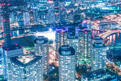 从横滨地标塔看到的夜景