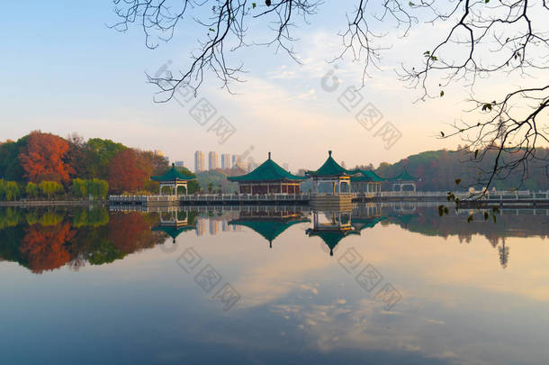 湖北武汉市东湖汀涛风景区晚秋风景