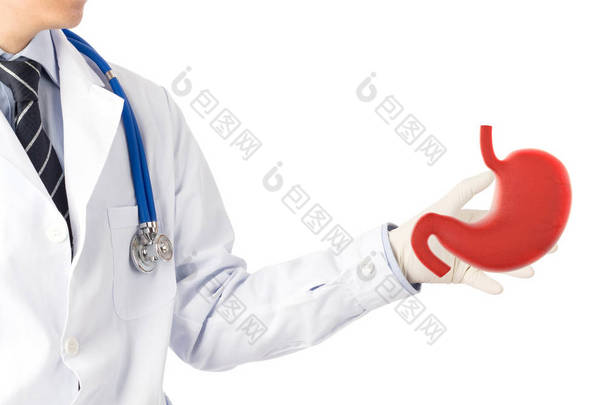 医生摸检查脏器胃3D，概念胃溃疡