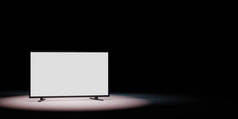 黑色背景下的白色空白荧幕电视机