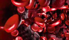 动脉中的红血球，在体内流动，医疗人类健康背景。显微镜下的血象.静脉中红血球的巨流。3d渲染
