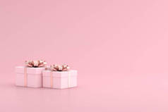 粉红礼品盒3D渲染简约风格.