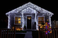 加利福尼亚州圣诞夜灯装饰房屋