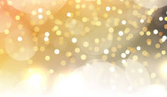 摘要淡淡的金色渐变节庆背景，闪烁着闪闪发光的模糊圆圈，圣诞灯饰。漂亮的质感.